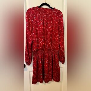 Lush Red Floral Smocked Dress NWOT large